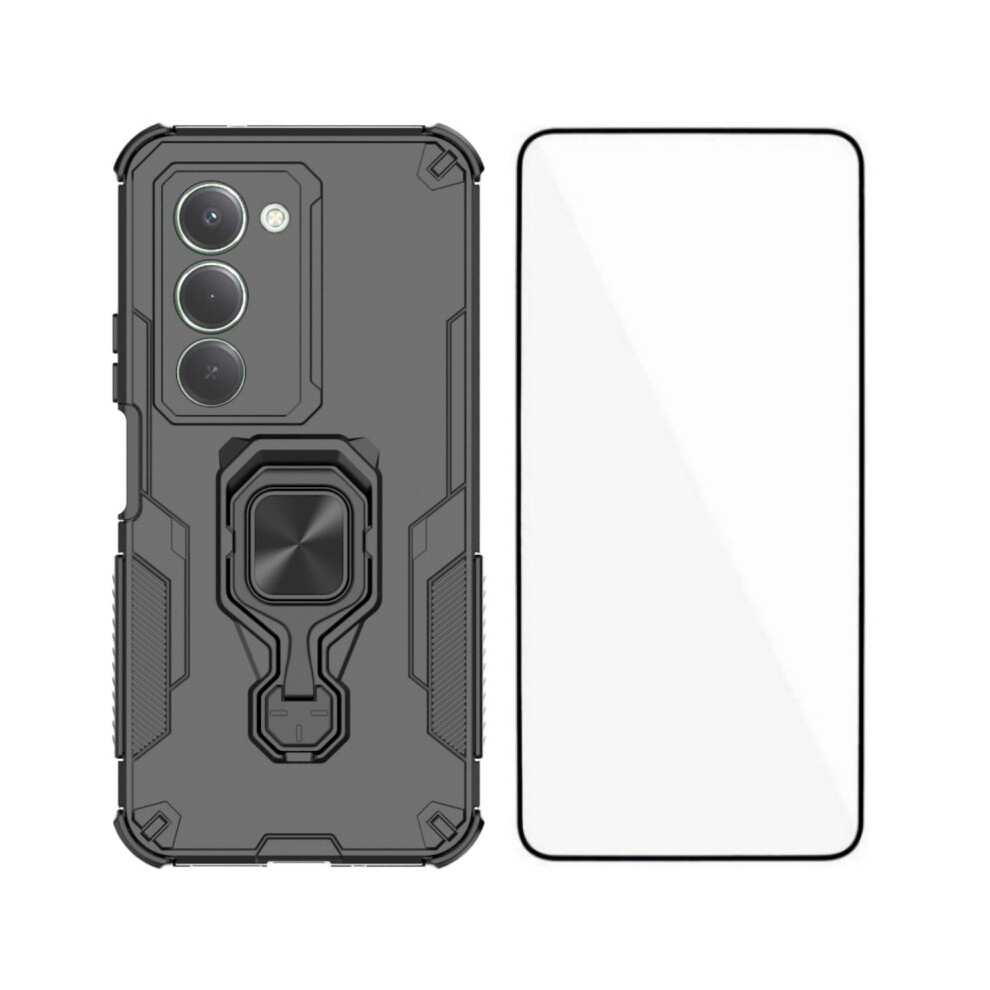 (Black) For Xiaomi Redmi 15 5G (Global) (169Mm) Phone Case Wanlonfeng Pc Tpu Back Cover Kickstand With Tempered Glass Black 6914284050818