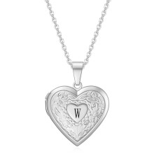 Letter Heart Photo Locket Necklace for Women Lady Titanium-W