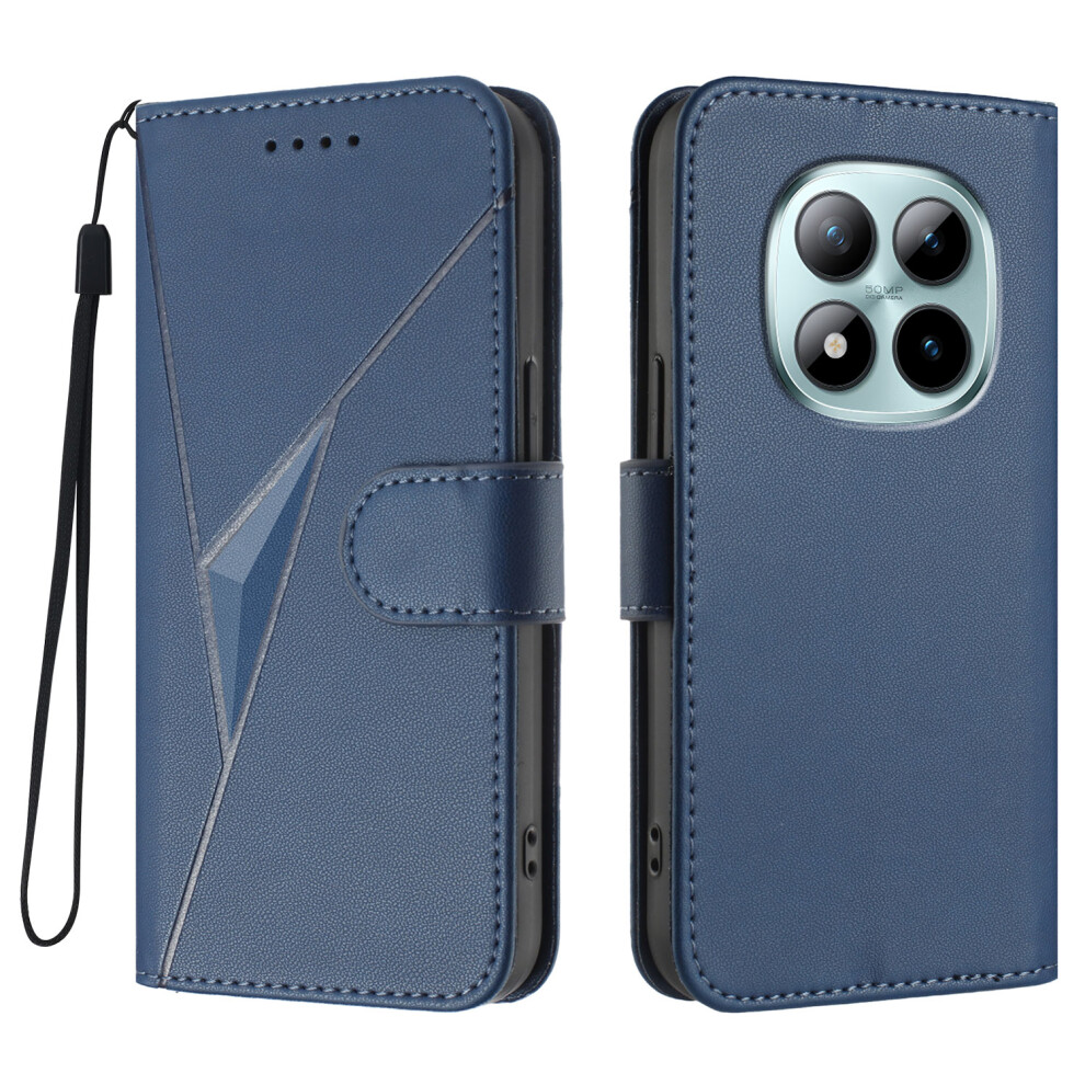 (Royal ) For Xiaomi Redmi Note 15 Pro+ 5G Case Triangle Imprint Leather Phone Cover With Lanyard Blue 6914285828799
