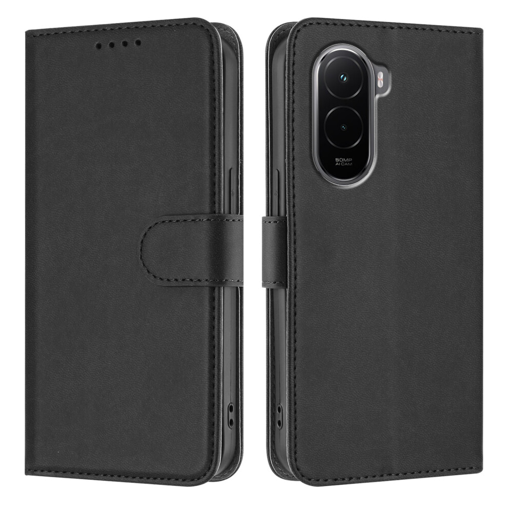 (Black) For Xiaomi Poco M7 4G (169Mm) Leather Case Solid Color Phone Cover With Wallet Black 6914285272516