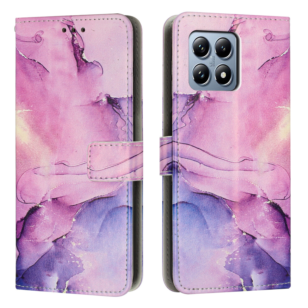(Purple) For Xiaomi 15T Stand Case Marble Pattern Pu Leather Wallet Phone Cover Purple 6914288042710