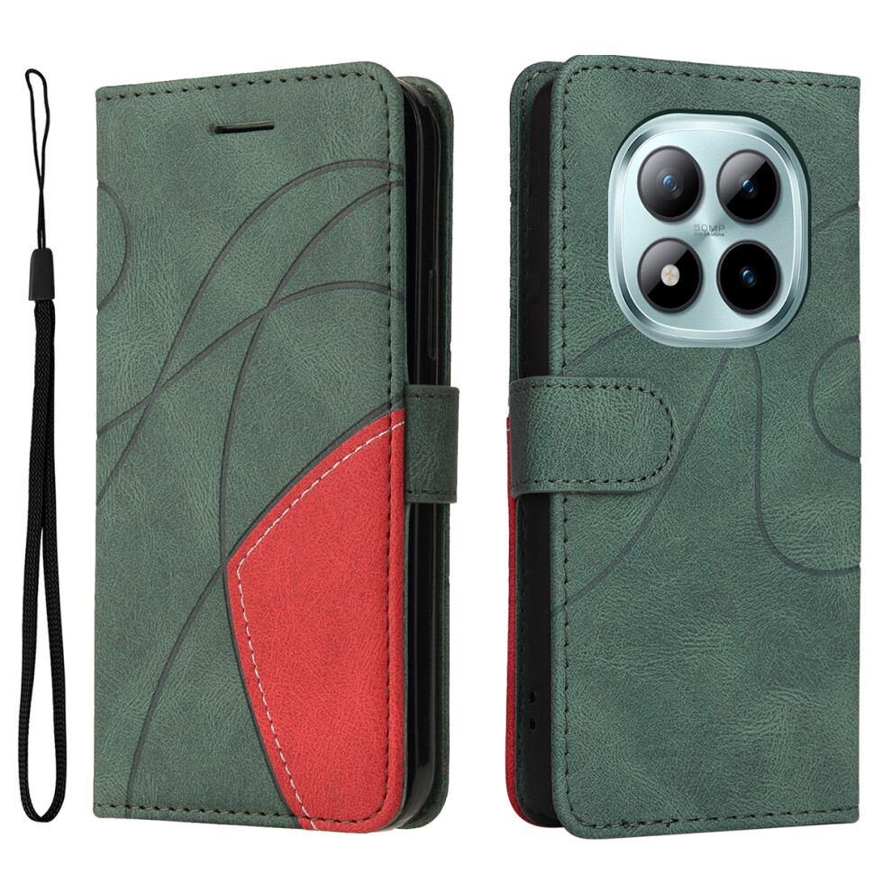 (Green) For Xiaomi Redmi Note 15 Pro+ 5G Leather Phone Case Stand Wallet With Bi-Colour Splicing Design Green 6914281493892