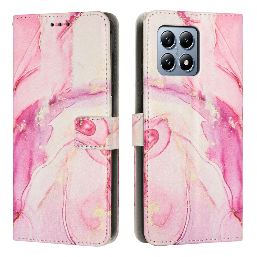 (Rose ) For Xiaomi 15T Stand Case Marble Pattern Pu Leather Wallet Phone Cover Gold 6914280169408