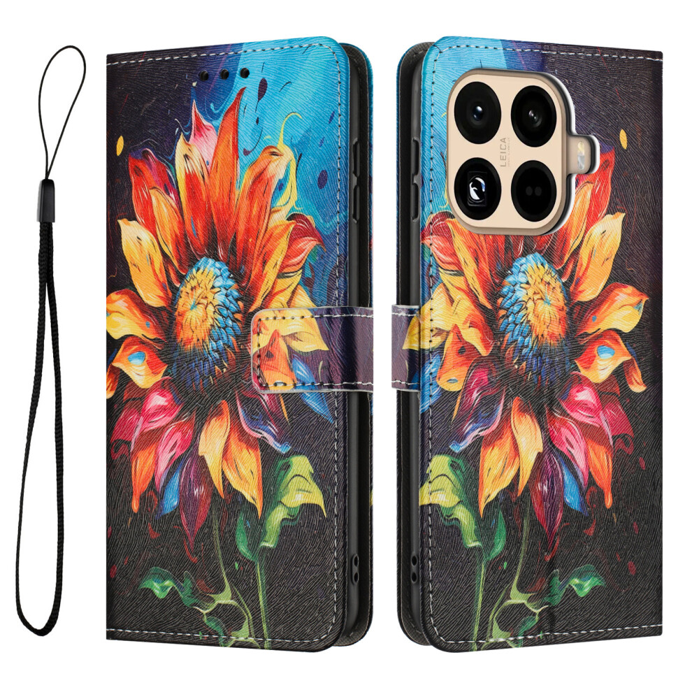 (Sunflower) For Xiaomi 15T Pro Wallet Case Pattern Printing Pu Leather Phone Cover With Lanyard 6914287225329