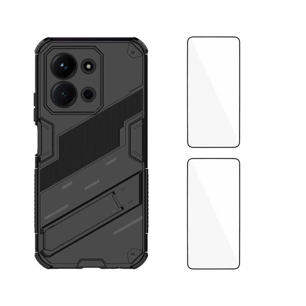 (Black) For Xiaomi Redmi 15C 4G (Eu) (173Mm) / Xiaomi Redmi 15C 5G (Eu) (173Mm) Case With 2Pcs Tempered Glass Wanlonfeng Kk Series Pc Tpu Black 6914280751610