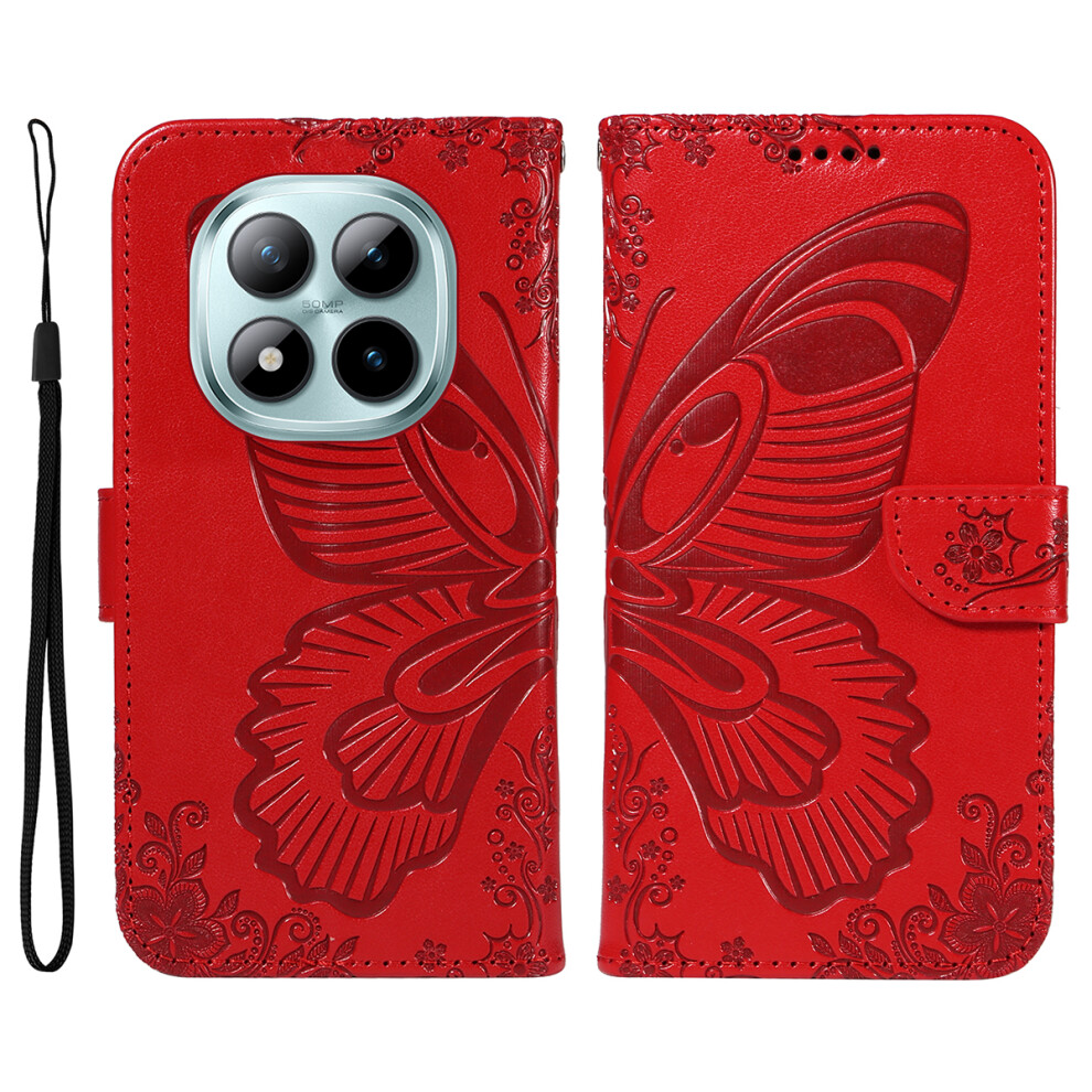 (Red) For Xiaomi Mi Note 15 Pro+ 5G Case Butterfly Pattern Pu Leather Folio Flip Phone Cover Red 6914289537215