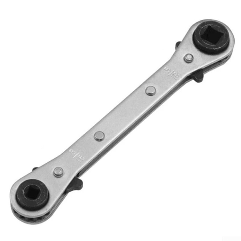 Hvac Ratchet Wrench With Four Size Doublehead Design, Chromeplated Carbon Steel For Refrigeration 9365049271578