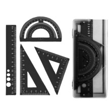 Child Safe Aluminum Geometry Set 4Pcs School Rulers-Black