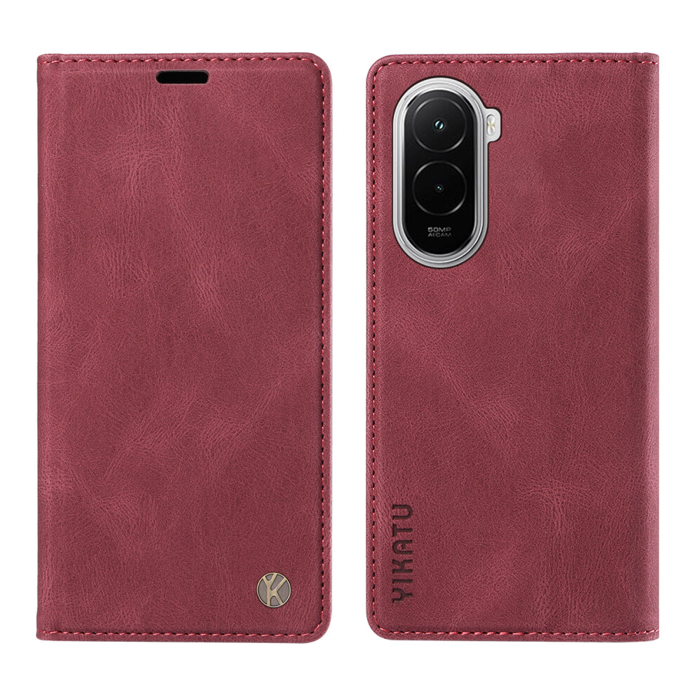 (Wine ) For Xiaomi Poco M7 4G (169Mm) Leather Cover Yikatu Yk-004 Skin-Touch Wallet Phone Cases Red 6914287291676