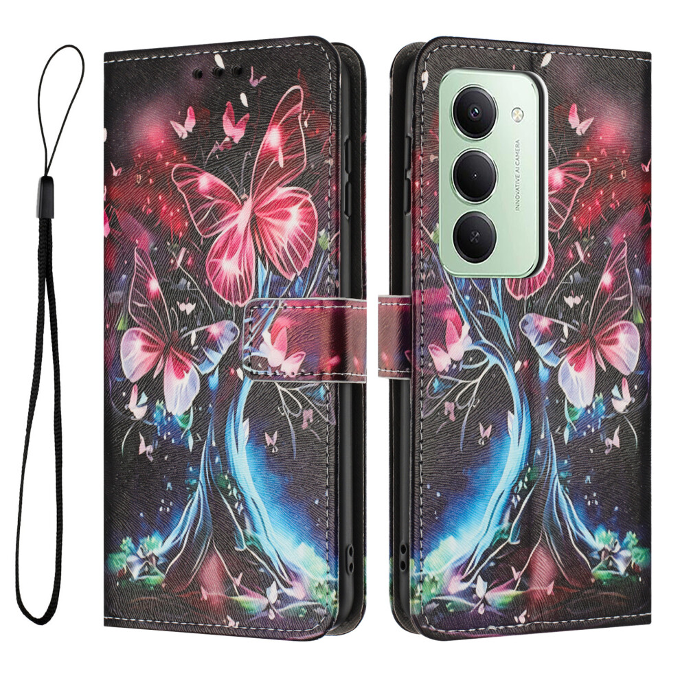 (Butterfly Tree) For Xiaomi Redmi 15 4G (169Mm) Wallet Case Pattern Printing Pu Leather Phone Cover With Lanyard 6914288091138