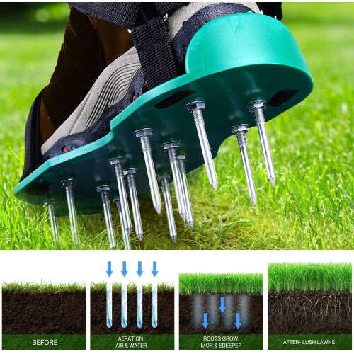 Garden Hero, Σανδάλια Αερισμού Γκαζόν με Φτυάρι από Ανοξείδωτο Ατσάλι, Ανθεκτικό & 2