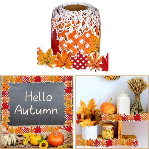 Leaf Border Trim Wall Sticker 32.8ft Bulletin Board Border 1