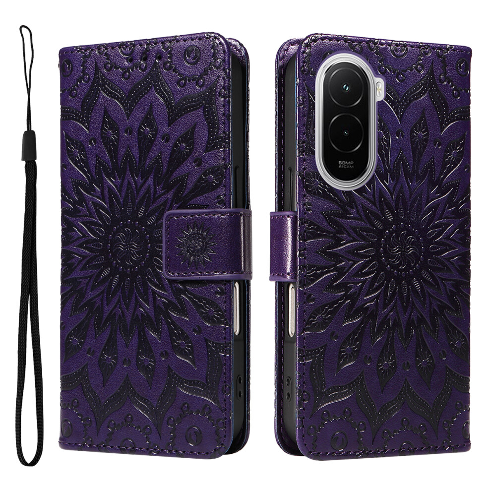 (Purple) For Xiaomi Poco M7 4G (169Mm) Leather Wallet Case Sunflower Imprinted Phone Cover Purple 6914283266180