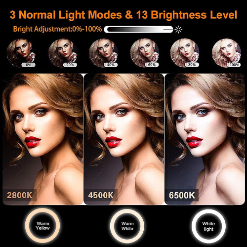 Δακτύλιος φωτισμού RGB με επεκτάσιμη βάση τρίποδου 63", λειτουργία CCT και δυναμική 1