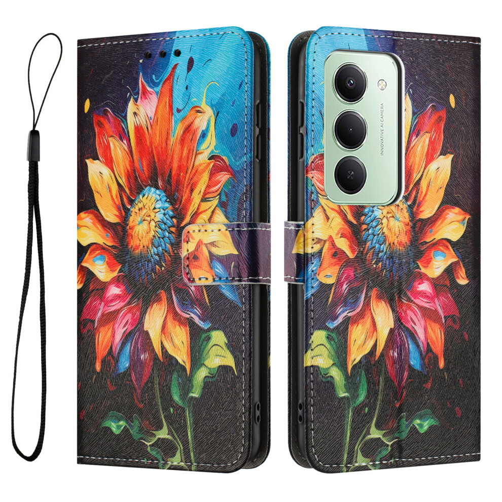 (Sunflower) For Xiaomi Redmi 15 4G (Eu) (171Mm) Wallet Case Pattern Printing Pu Leather Phone Cover With Lanyard 6914285929809