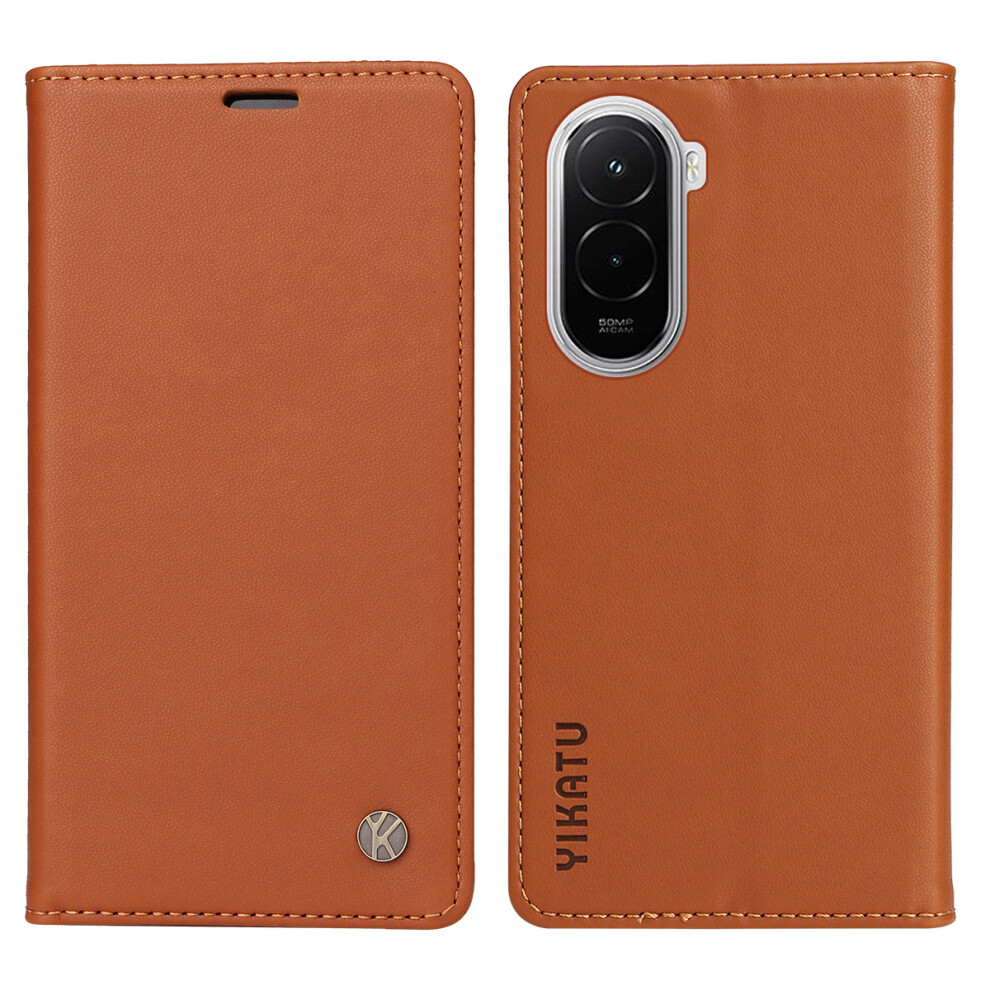 (Brown) For Xiaomi Poco M7 4G (169Mm) Phone Cases Yikatu Magnetic Closure Pu Leather Mobile Cover Brown 6914282394273