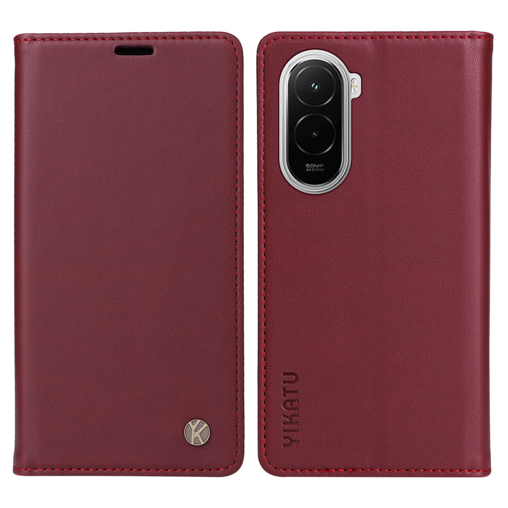 (Wine ) For Xiaomi Poco M7 4G (169Mm) Phone Cases Yikatu Magnetic Closure Pu Leather Mobile Cover Red 6914286401137