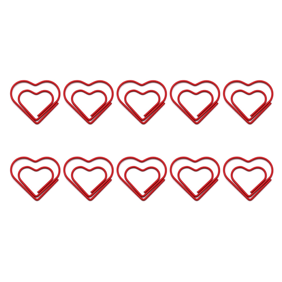 10 Pcs Colorful Paper Clips Heart Office Clips Metal-Red 7696001197905