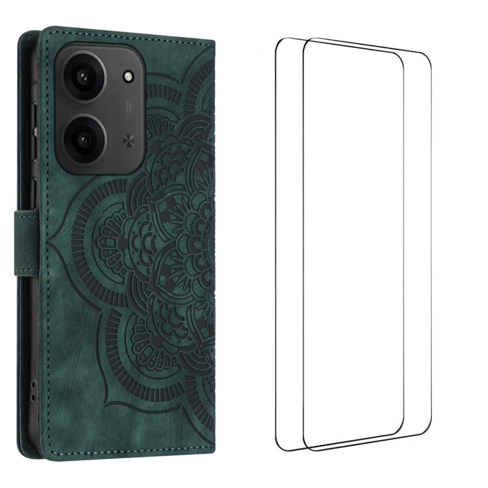 (Midnight ) For Xiaomi Redmi 15C 4G (Eu) (173Mm) / Xiaomi Redmi 15C 5G (Eu) (173Mm) Case With 2Pcs Tempered Glass Wanlonfeng Mtl Series Manda Green 6914285372483
