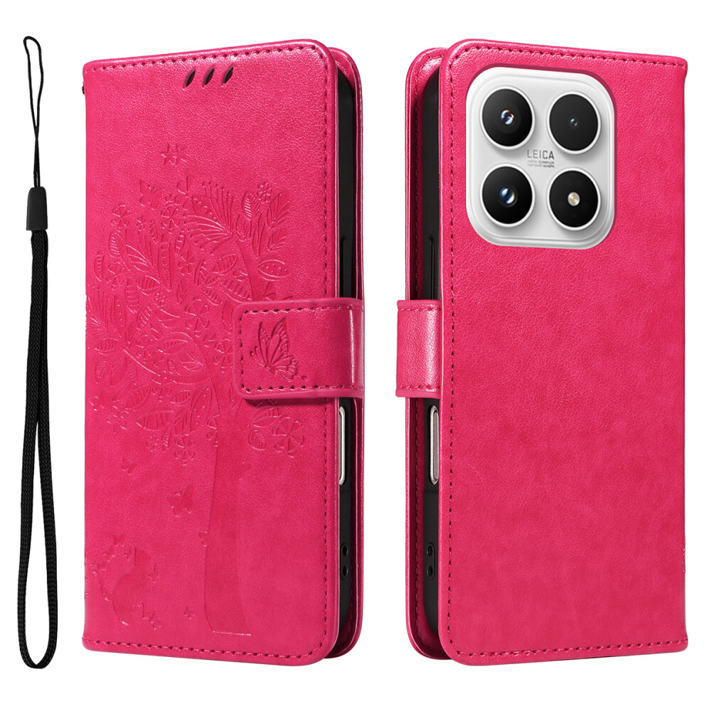 (Rose) For Xiaomi 17 Phone Case With Stand Cat Tree Pattern Leather Wallet Mobile Cover 6914281582619
