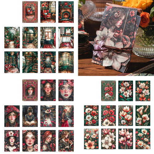30Sheets Retro Craft Paper Pack Antique Background-Flowers Past 1