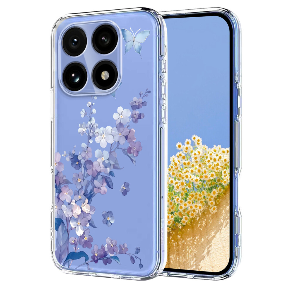 (Violets) For Xiaomi 15T Case Butterfly Floral Pattern Printing Tpu Phone Back Cover 6914282187165