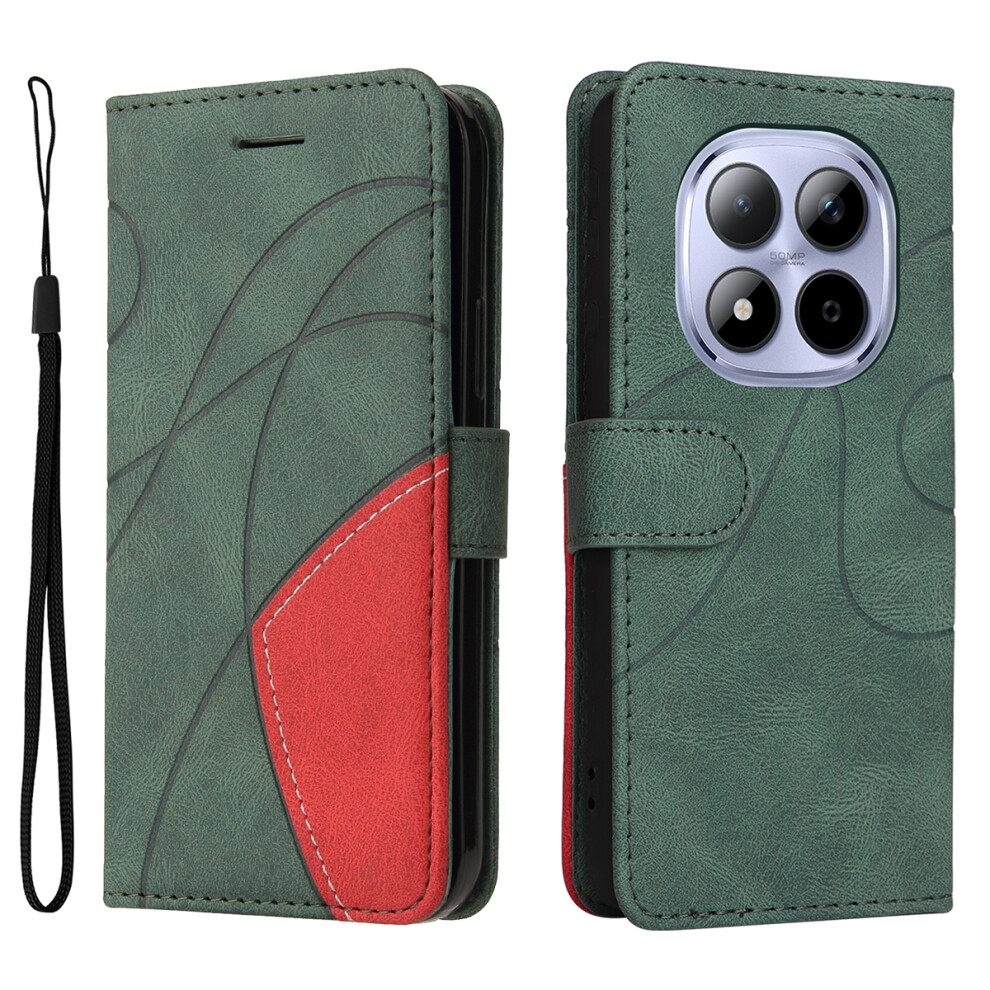 (Green) For Xiaomi Redmi Note 15 Pro 5G Leather Phone Case Stand Wallet With Bi-Colour Splicing Design Green 6914288282697