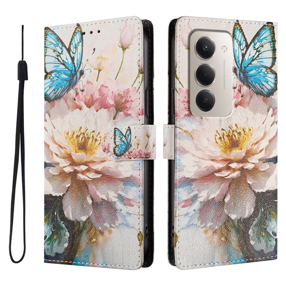 (Butterfly / Flower) For Xiaomi Redmi 15 5G (Global) (169Mm) / Xiaomi Redmi 15 4G (169Mm) Case Pattern Print Pu Leather Wallet Phone Cover With Wrist 6914283659838