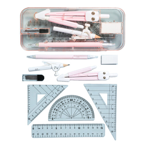 9Piece Compass and Ruler Technical Drawing Set With Non-Red