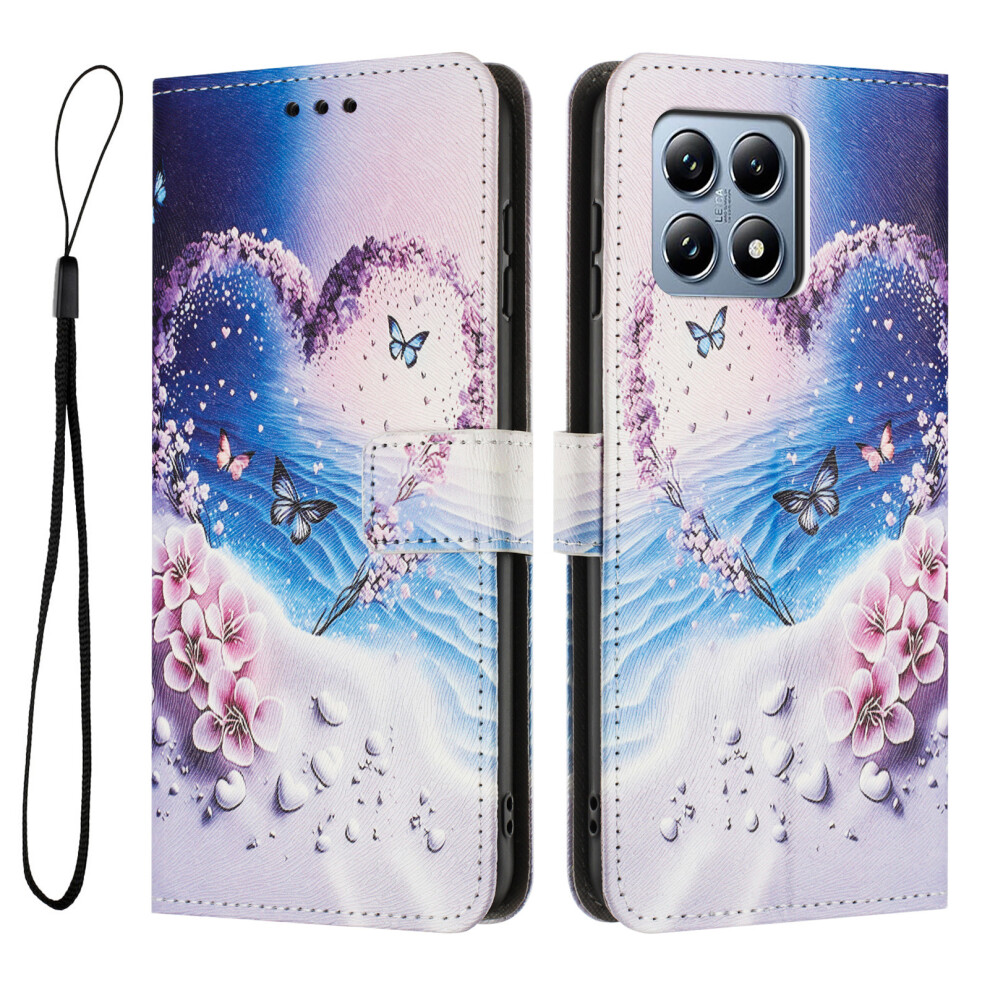 (Heart Butterfly) For Xiaomi 15T Wallet Case Pattern Printing Pu Leather Phone Cover With Lanyard 6914289318579