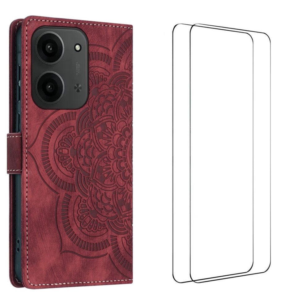 (Red) For Xiaomi Mi 15C 4G (Eu) (173Mm) / Xiaomi Mi 15C 5G (Eu) (173Mm) Case With 2Pcs Tempe Glass Wanlonfeng Mtl Series Manda Red 6914287368699