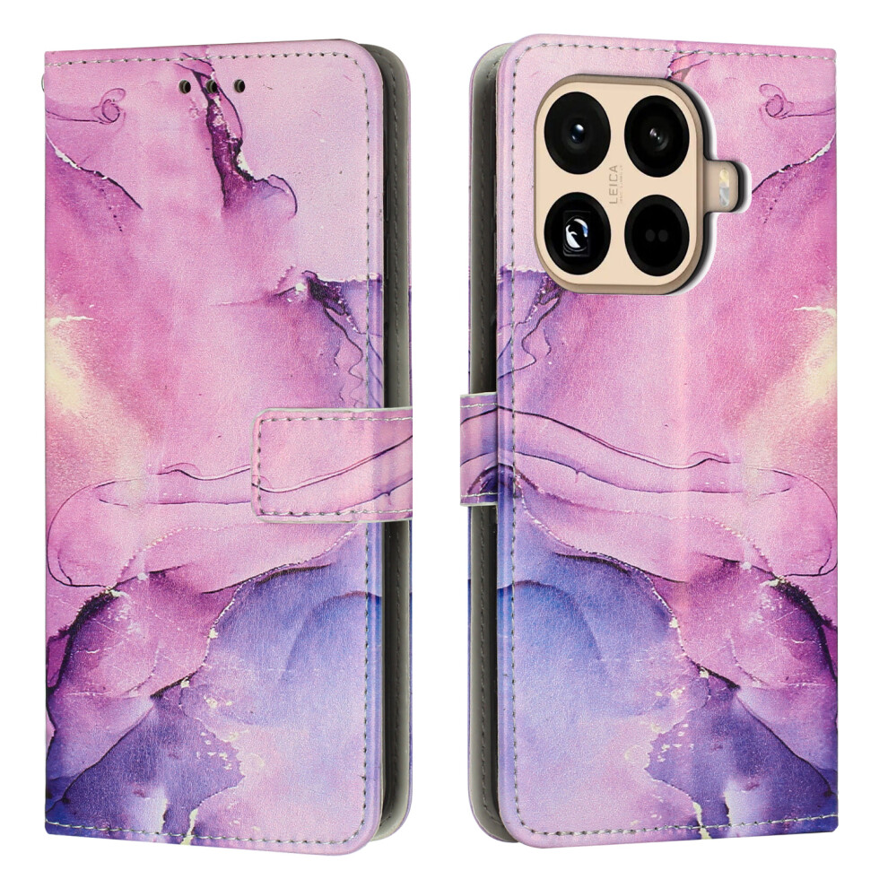 (Purple) For Xiaomi 15T Pro Stand Case Marble Pattern Pu Leather Wallet Phone Cover Purple 6914287727069