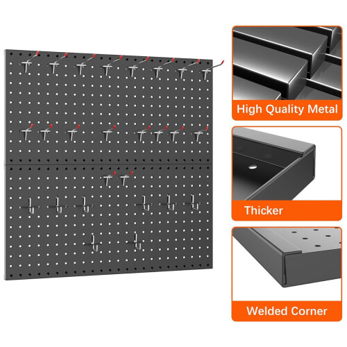2Pieces Modular Metal Pegboard Wall Panel Garage Workshop 1