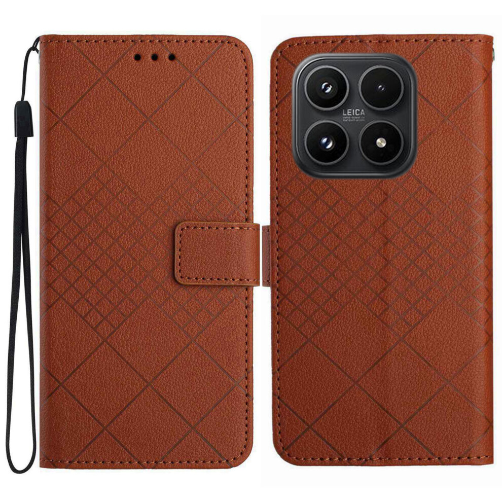 (Brown) For Xiaomi 17 Case Wallet Imprint Pu Leather Flip Folio Phone Cover Brown 6914282823810