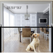 Hundegitter für den Innenbereich, Netz-Hundegitter mit einziehbaren Stangen und starken Klebehaken, faltbares Hundegitter für Treppen, Türen und