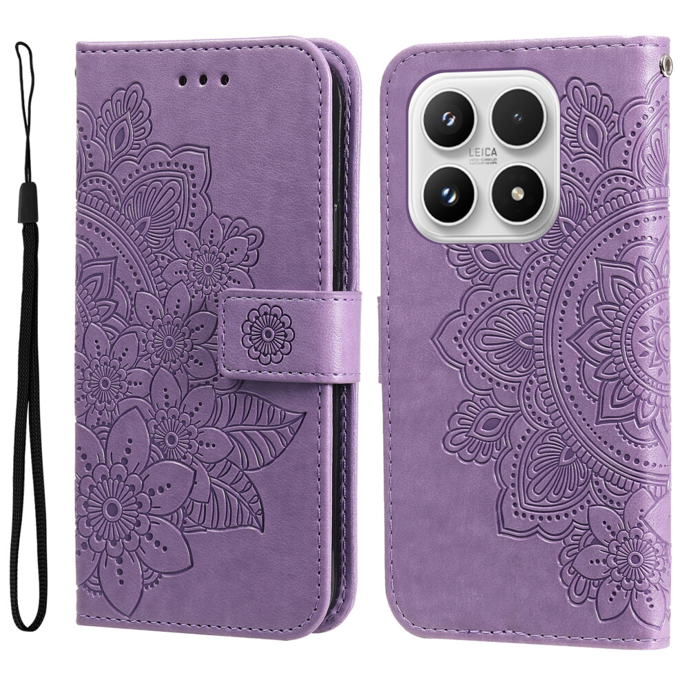 (Purple) For Xiaomi 17 Case Floral Pattern Pu Leather Wallet Stand Phone Cover Purple 6914289784497