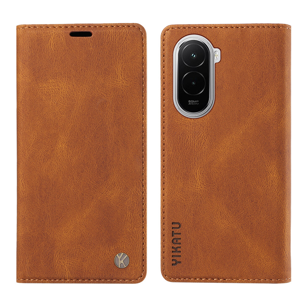 (Brown) For Xiaomi Poco M7 4G (169Mm) Leather Cover Yikatu Yk-004 Skin-Touch Wallet Phone Cases Brown 6914283615513