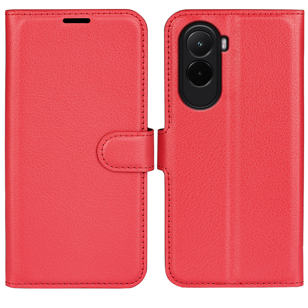 (Red) For Xiaomi Poco M7 4G (Eu) (171Mm) Case Litchi Texture Shockproof Leather Wallet Phone Cover Red 6914282092186