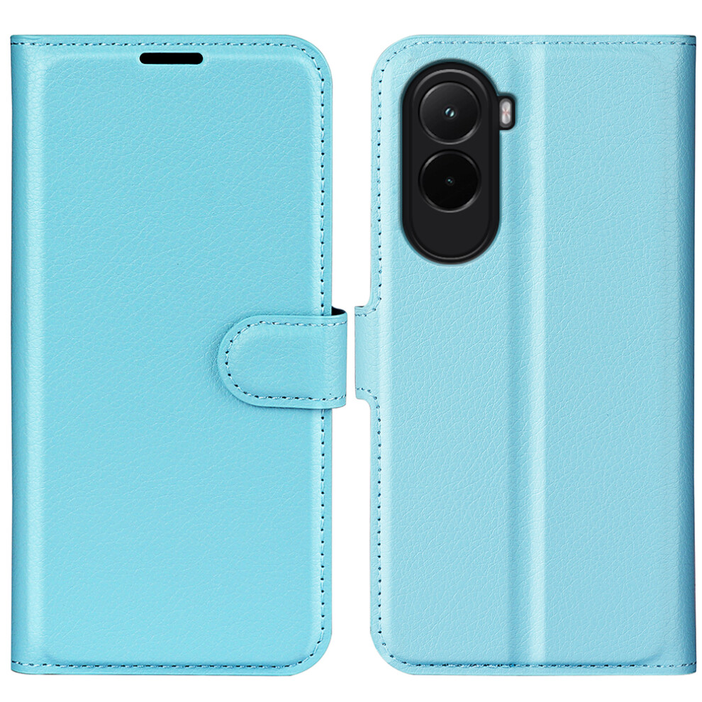 (Blue) For Xiaomi Poco M7 4G (Eu) (171Mm) Case Litchi Texture Shockproof Leather Wallet Phone Cover Blue 6914286365194