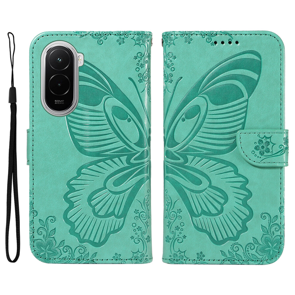 (Green) For Xiaomi Poco M7 4G (169Mm) Case Butterfly Pattern Pu Leather Folio Flip Phone Cover Green 6914284790875