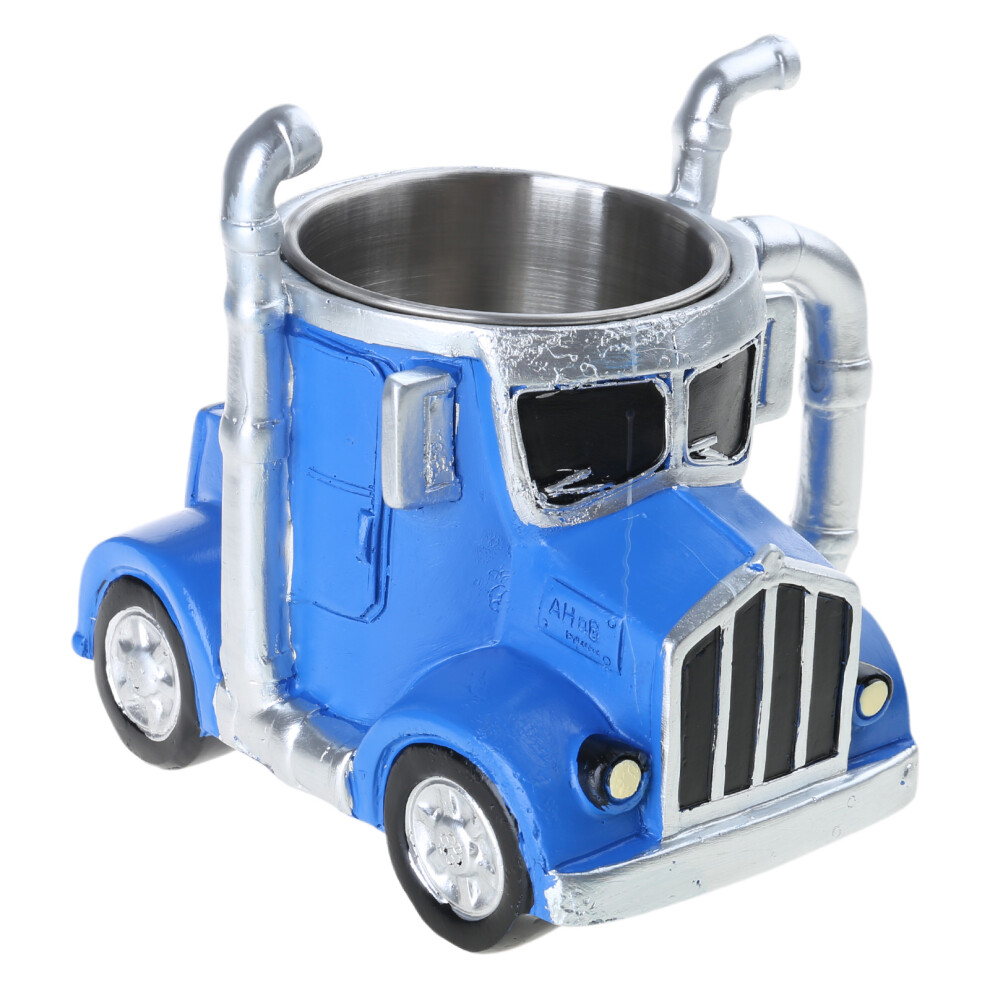 Semi Trailer Truck Shape Resin Coffee Mug 12.34Oz- Blue 7704000550482