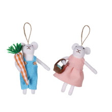 2pcs Christmas Felt Mouse Ornaments Miniature Animal Pendant
