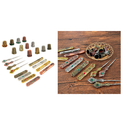 Antique Style Metal Needle Case-red ancient Drill retro thimble 2