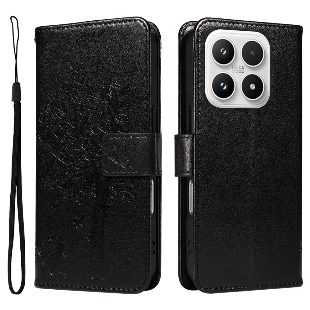 (Black) For Xiaomi 17 Phone Case With Stand Cat Tree Pattern Leather Wallet Mobile Cover Black 6914285626388