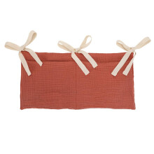 Baby Crib Organizer with Adjustable Hanging Straps, MultiPocket Storage Bag for Diapers Toys Clothes Red