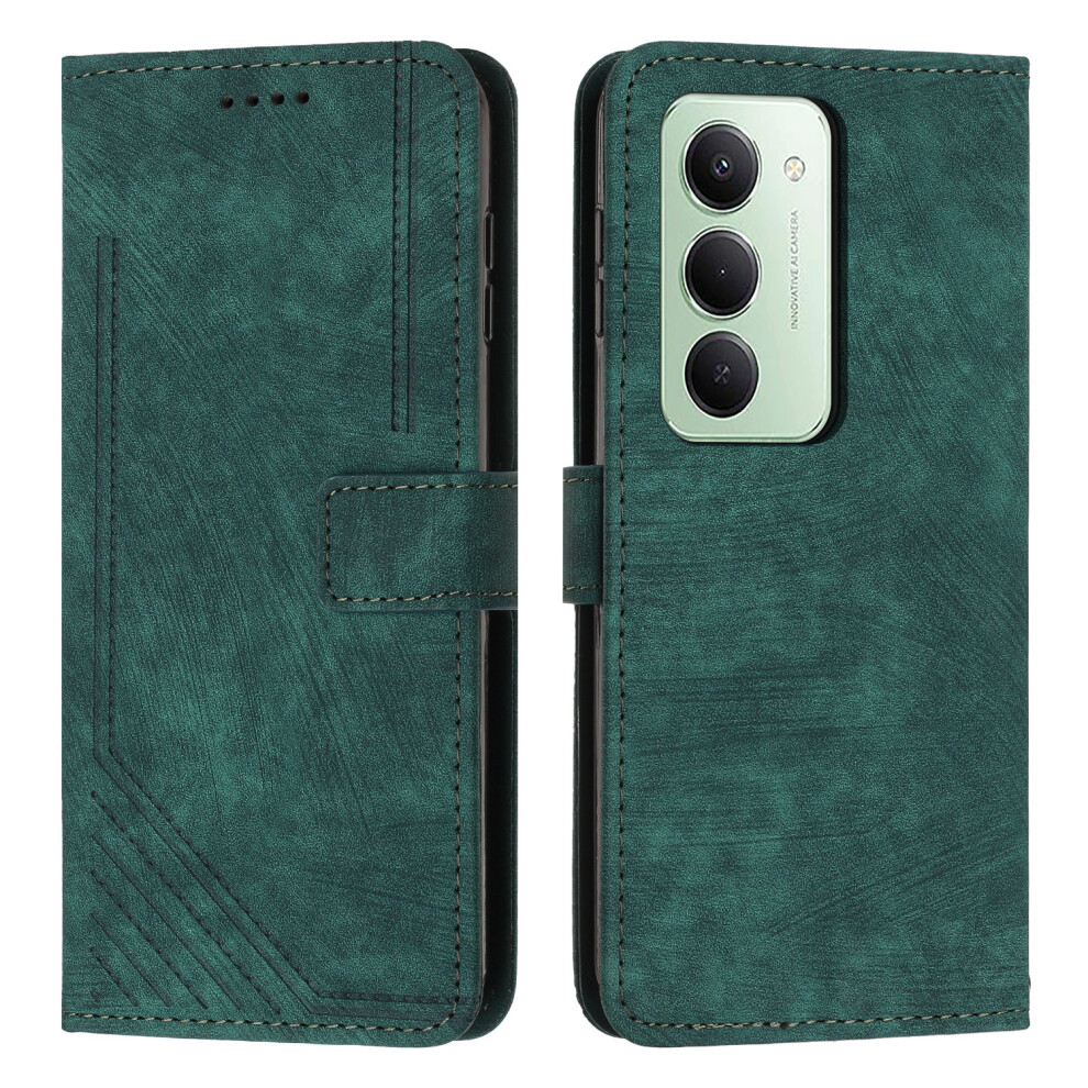 (Green) For Xiaomi Redmi 15 4G (169Mm) Stand Case Imprinted Lines Leather Phone Cover Green 6914280772516
