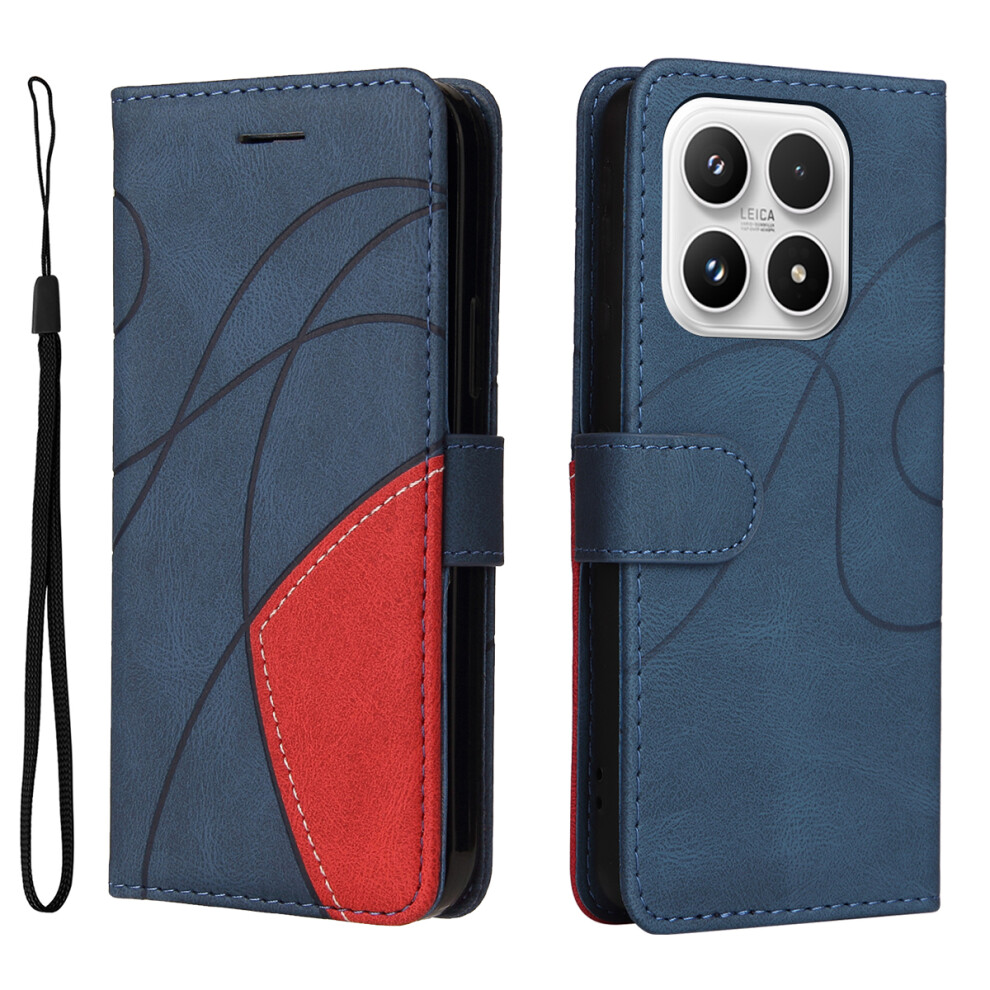 (Blue) For Xiaomi 17 Leather Phone Case Stand Wallet With Bi-Colour Splicing Design Blue 6914284572006