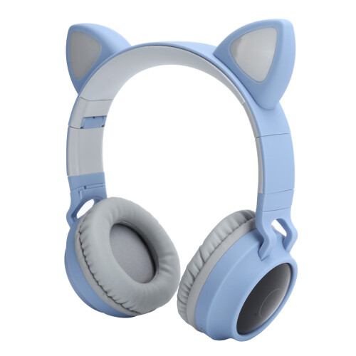 Wireless Kids Headphones Bluetooth Volume Limited Foldable Cat Ear Design With Led Light Built In Microphone Music Sharing Function Adjustable 1