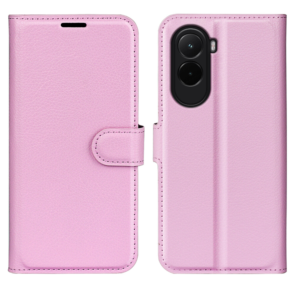 (Pink) For Xiaomi Poco M7 4G (Eu) (171Mm) Case Litchi Texture Shockproof Leather Wallet Phone Cover Pink 6914282343158