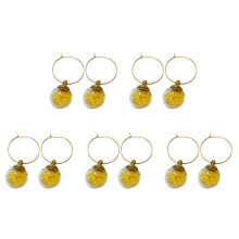 10Pcs Wine Glass Charm with Rings for Wine Cocktail-Yellow